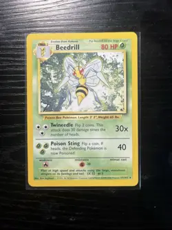 1999 Pokemon TCG Base Set Beedrill #17/102 Rare Unlimited 4th Print NM - Image 3
