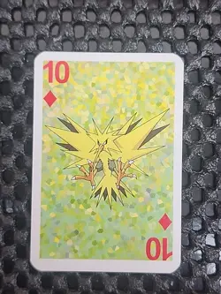 Zapdos Pokemon 1999 Mini Deck Playing Cards 2.5x1.75in Ten Of Diamonds Green - Image 1