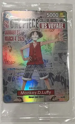One Piece Monkey D. Luffy US Voyage College Basketball Card Rutgers SEALED - Image 2