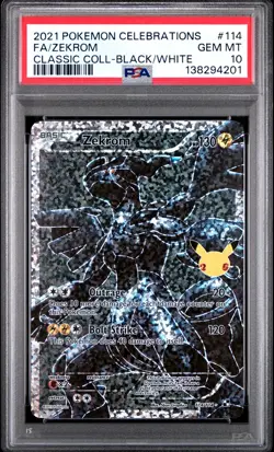 2021 POKEMON CELEBRATIONS CLASSIC COLLECTION #114 FULL ART/ZEKROM PSA 10 - Image 1