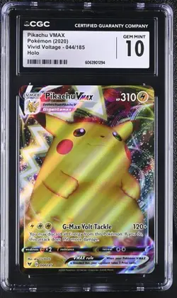 ⚡⚡ CGC 10 Pikachu VMAX 044/185 2020 Vivid Voltage Pokemon - Image 1