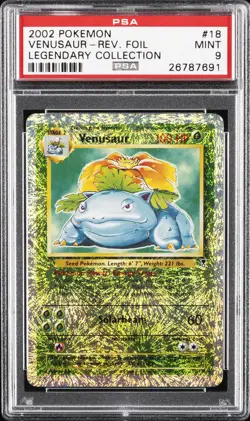 2002 POKEMON LEGENDARY COLLECTION #18 VENUSAUR-REVERSE FOIL PSA 9 - Image 1