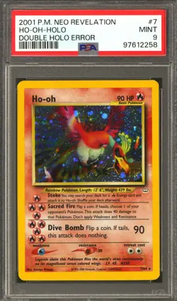 Pokemon Neo Revelation Double Holo Error Ho-Oh 7/64 PSA 9 - Image 1