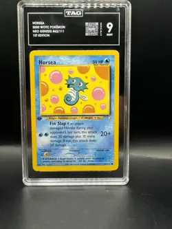 2000 WOTC Pokemon Neo Genesis 1st Edition Horsea 62/111 TAG 9 Mint - Image 1