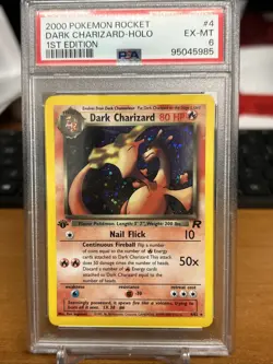 2000 Pokemon Dark Charizard 1st Edition Holo Team Rocket 4/82 PSA 6 - Image 1