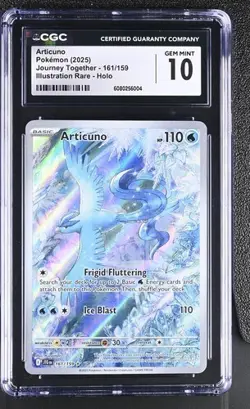 2025 POKEMON JOURNEY TOGETHER ARTICUNO ILLUSTRATION RARE 161/159 CGC 10 GEM MINT - Image 1
