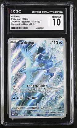 2025 POKEMON JOURNEY TOGETHER ARTICUNO ILLUSTRATION RARE 161/159 CGC 10 GEM MINT - Image 1