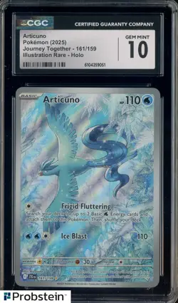2025 Pokemon Journey Together #161/159 Articuno IR Holo CGC 10 GEM MINT - Image 1