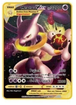 Pokemon Cards Mewtwo VMAX TCG Metal Pokemon Card 3200 HP Gift - Image 1