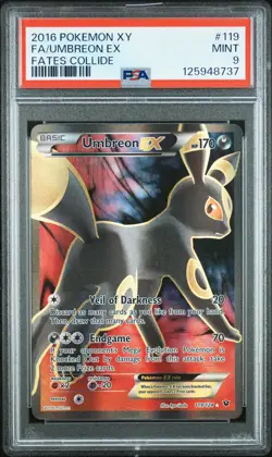 2016 POKEMON XY FATES COLLIDE #119 FULL ART/UMBREON EX PSA 9 - Image 1