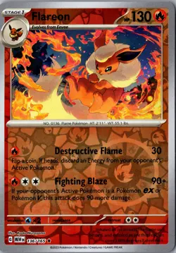 Flareon Reverse Holo 136/165 Rare MEW SV Scarlet & Violet 151 LP Pokemon Card - Image 1