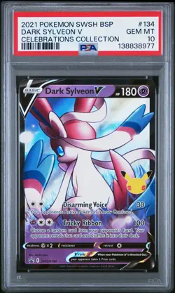2021 POKEMON SWSH BLACK STAR PROMO CELEBRATIONS COLL #134 DARK SYLVEON V PSA 10 - Image 1
