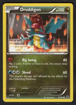 2013 POKEMON BLACK & WHITE PLASMA BLAST CARD - 70 Druddigon COMMON /101 - Image 1