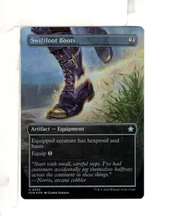 MTG SkeenAB Swiftfoot Boots BORDERLESS FOIL from FDN. NM. - Image 1