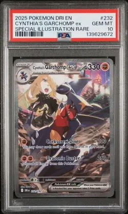 2025 POKEMON DRI EN-DESTINED RIVALS #232 CYNTHIA'S GARCHOMP EX PSA 10 - Image 1