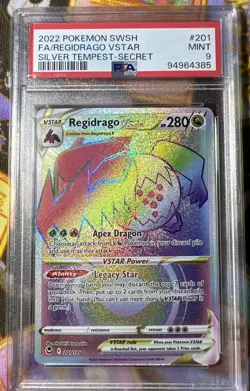2022 POKEMON SWORD & SHIELD SILVER TEMPEST SECRET FULL ART/REGIDRAGO VSTAR PSA 9 - Image 1