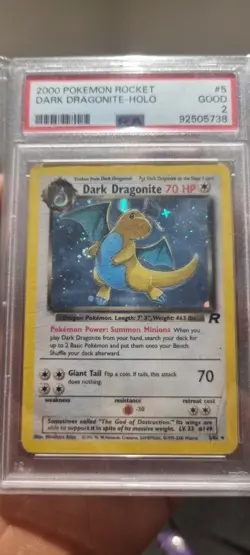 PSA 2 2000 Pokemon Unlimited Team Rocket #5 Dark Dragonite Holo Holding A Swirl! - Image 1