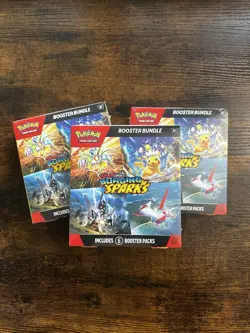 Pokemon TCG Scarlet & Violet Surging Sparks Booster Bundle Lot Of 3 New Sealed - Image 1