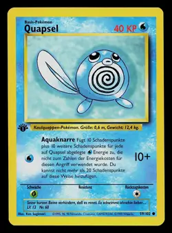 Pokemon Card - Poliwag Quapsel German 1st Edition Base Set 59/102 Common - Image 1