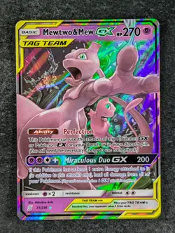 2019 Pokemon MEWTWO & MEW GX 71/236 Unified Minds Holo Ultra Rare English - Image 1