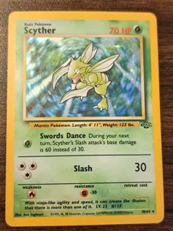 Pokemon WOTC Card - Scyther - Jungle Set - Holo Rare - 10/64 - NM / Near Mint - Image 1