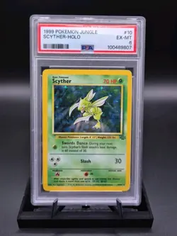PSA 6 Scyther Pokemon Card Holo WOTC 10/64 Jungle Set Rare Vintage 1999 EX-MT - Image 1