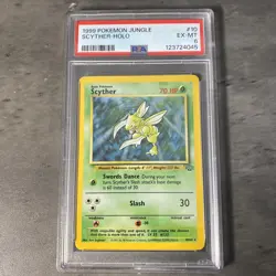 PSA 6 Scyther Pokemon Card Holo WOTC 10/64 Jungle Set Rare Vintage 1999 EX-MT - Image 1
