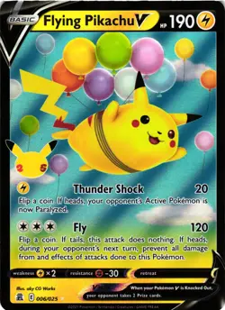 Pokemon TCG 25th Celebrations Flying Pikachu V 006/025 Ultra Rare NM - Image 1