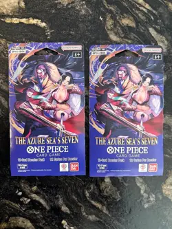 One Piece OP-14 The Azure Sea’s Seven Sleeved Booster Pack English TCG Lot of 2 - Image 1