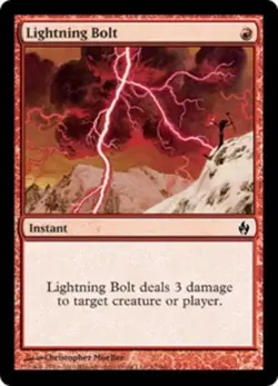 MTG Lightning Bolt - Foil, Premium Deck Series Fire & Lightning, Heavily Played, - Image 1