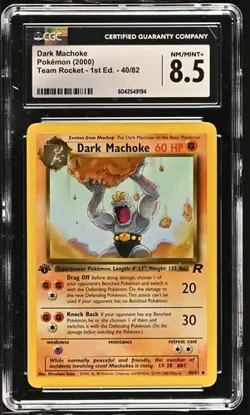DARK MACHOKE (2000) POKEMON TEAM ROCKET 1ST EDITION - 40/82 (NON HOLO) CGC 8.5 - Image 1