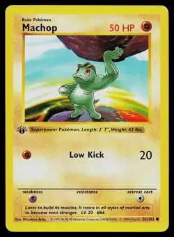 Pokemon Card - Machop Base Set (Shadowless) 52/102 Common 1st Edition - Image 1