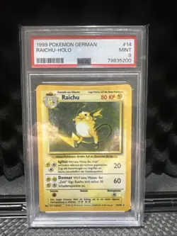 1999 Pokemon German Base Set Raichu Holo #14 PSA 9 Mint - Image 1