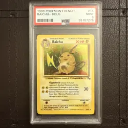 1999 Pokemon French RAICHU 14/62 Fossil Holo PSA 9 Mint - Image 1