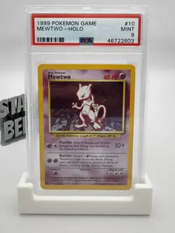 PSA 9 MINT Mewtwo 1999 Pokemon Base Set UNLIMITED #10/102 Holo Rare Slab - Image 3