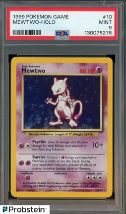 1999 Pokemon Game #10 Mewtwo Holo PSA 9 MINT - Image 1
