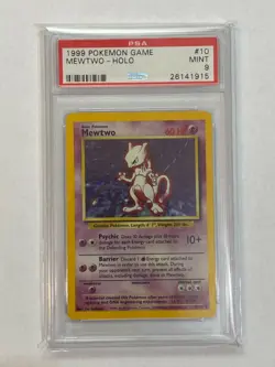 PSA 9 MINT Mewtwo 10/102 Rare Holo Base Set Pokemon TCG 1999 WOTC - Image 1