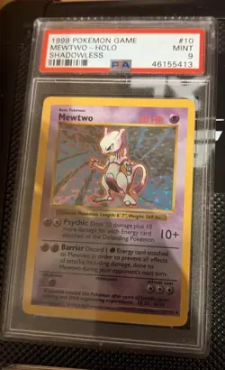 1999 Pokemon Base Set Shadowless Mewtwo Holo 10/102 PSA 9 Mint - Image 1