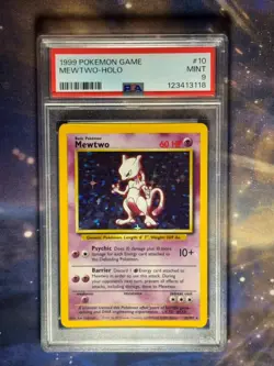 1999 Pokemon Base Set: PSA 9 MINT Mewtwo Holo Rare #10 - Unlimited New Cert! - Image 1