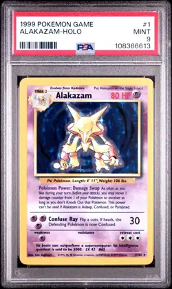 1999 Pokemon Game #1 Alakazam - Holo PSA 9 MINT - Image 1