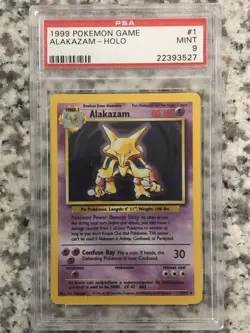 1999 Pokemon Base Set Unlimited Alakazam Holo 1 PSA 9 Mint - Image 1