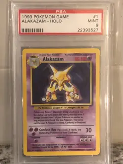 1999 Pokemon Base Set Unlimited Alakazam Holo 1 PSA 9 Mint - Image 3