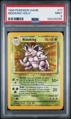 PSA 9 MINT 1999 POKEMON BASE SET NIDOKING HOLO #11 - Image 1