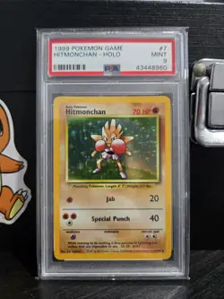 1999 POKEMON BASE SET #7 HITMONCHAN HOLO PSA 9 MINT - Image 1