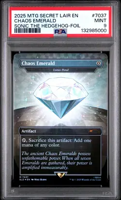 2025 MTG SECRET LAIR DROP SONIC THE HEDGEHOG-FOIL #7037 CHAOS EMERALD PSA 9 - Image 1