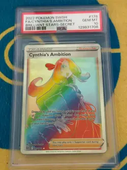 2022 Pokemon S&S Brilliant Stars Secret Cynthia's Ambition #178 PSA 10 - Image 1