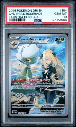 2025 POKEMON DRI EN-DESTINED RIVALS ILLUSTRATION RARE CYNTHIA'S ROSERADE PSA 10 - Image 1