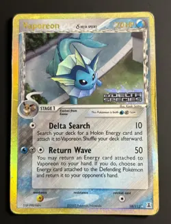 Vaporeon 18/113 Reverse Holo Delta Species Pokemon Card | Damaged - Image 1