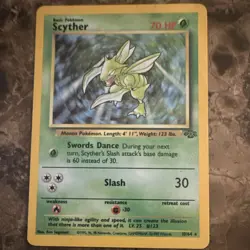 Pokemon TCG Scyther Jungle 10/64 Unlimited Holo Rare 1999 70 HP Basic - Image 1