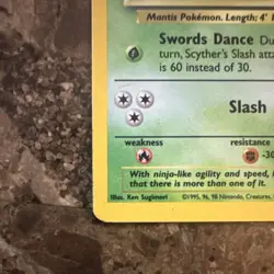 Pokemon TCG Scyther Jungle 10/64 Unlimited Holo Rare 1999 70 HP Basic - Image 5